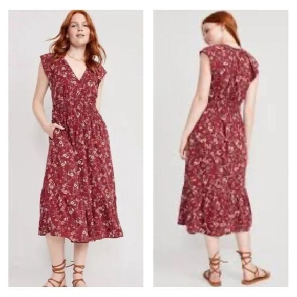 Old Navy Flutter-Sleeve Floral Maxi Dress 3X Cottagecore Prairie Peasant - Picture 1 of 10